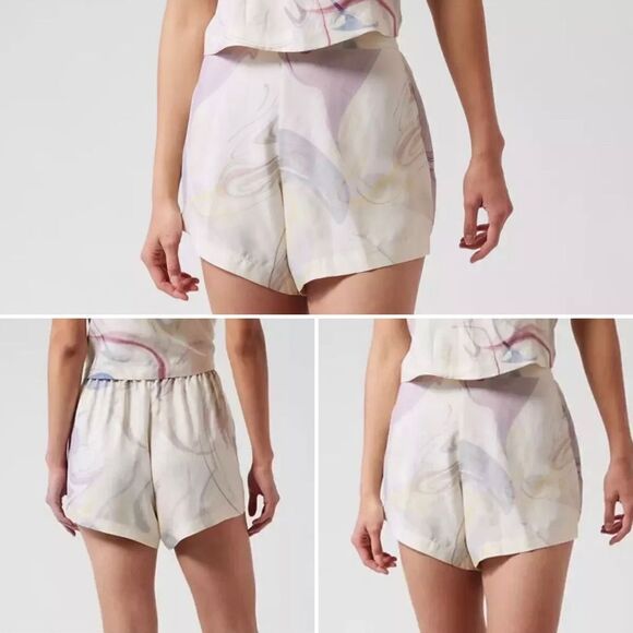 Athleta Women’s Calm Cool Sleep Shorts Marble Cream  Size Large NWT $54 - Picture 1 of 5